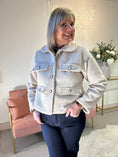 Load image into Gallery viewer, Stylish Teddy Boucle Pearl Jacket - Beige
