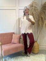 Flower Edged Jumper - Pink/White