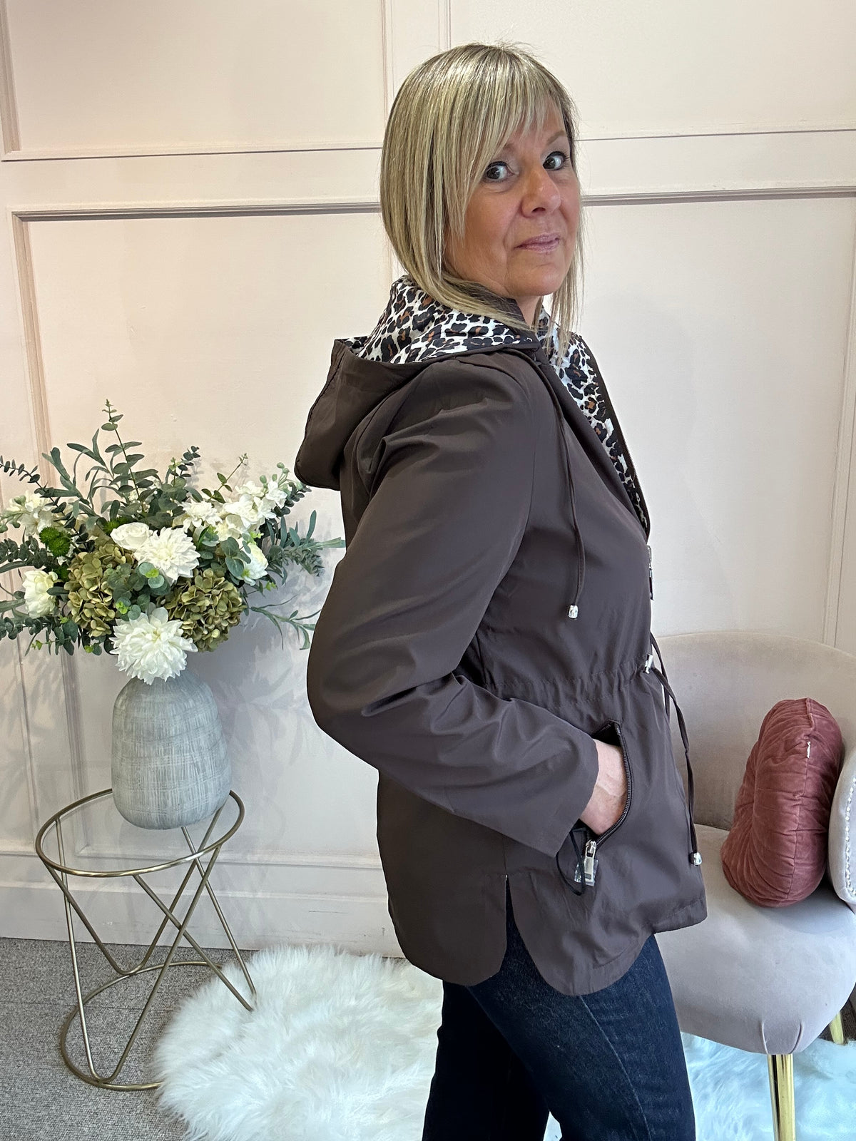 Reversible Mac Coat - Leopard/Brown