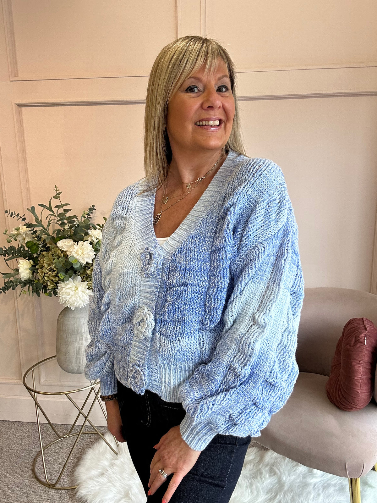 So Pretty Knit Cardigan - Pale Blue