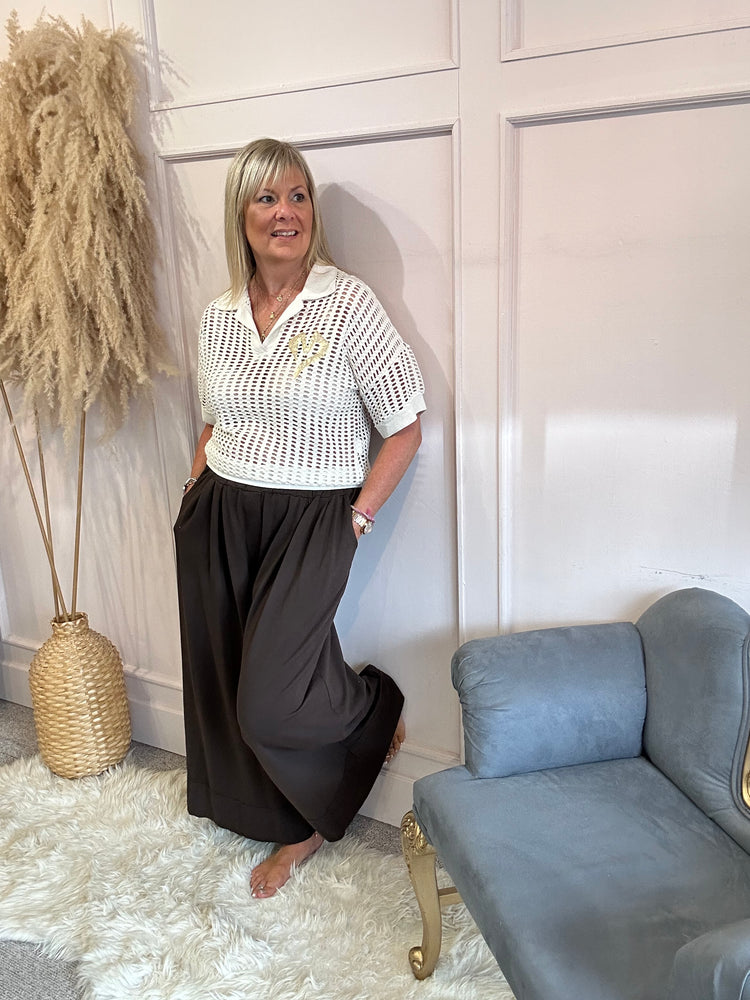 Super Wide Leg Lounge Pant - Brown