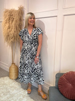 Summer Zebra Maxi Dress - Navy/Cream