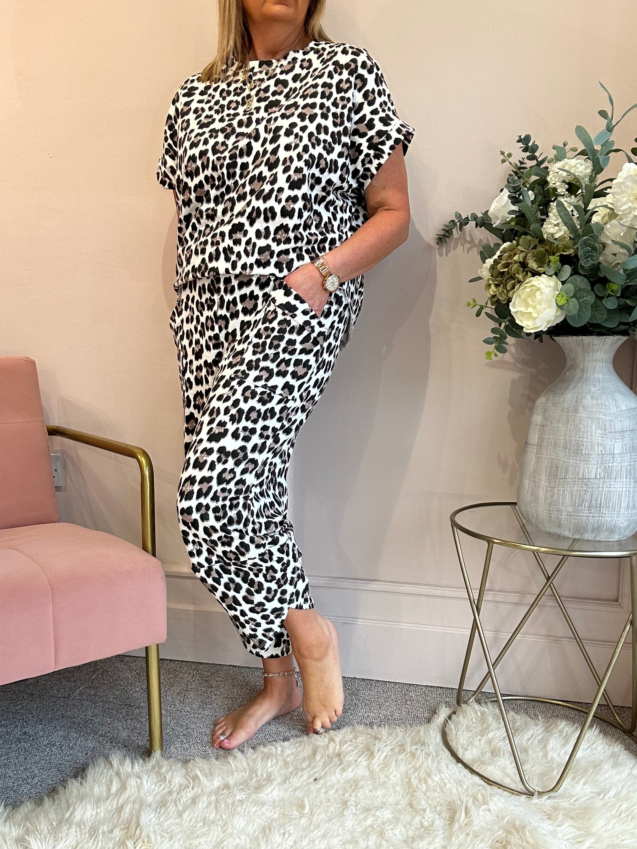 Cheetah Harem Lounge Pant - Black/Brown - Wardrobe By Simone