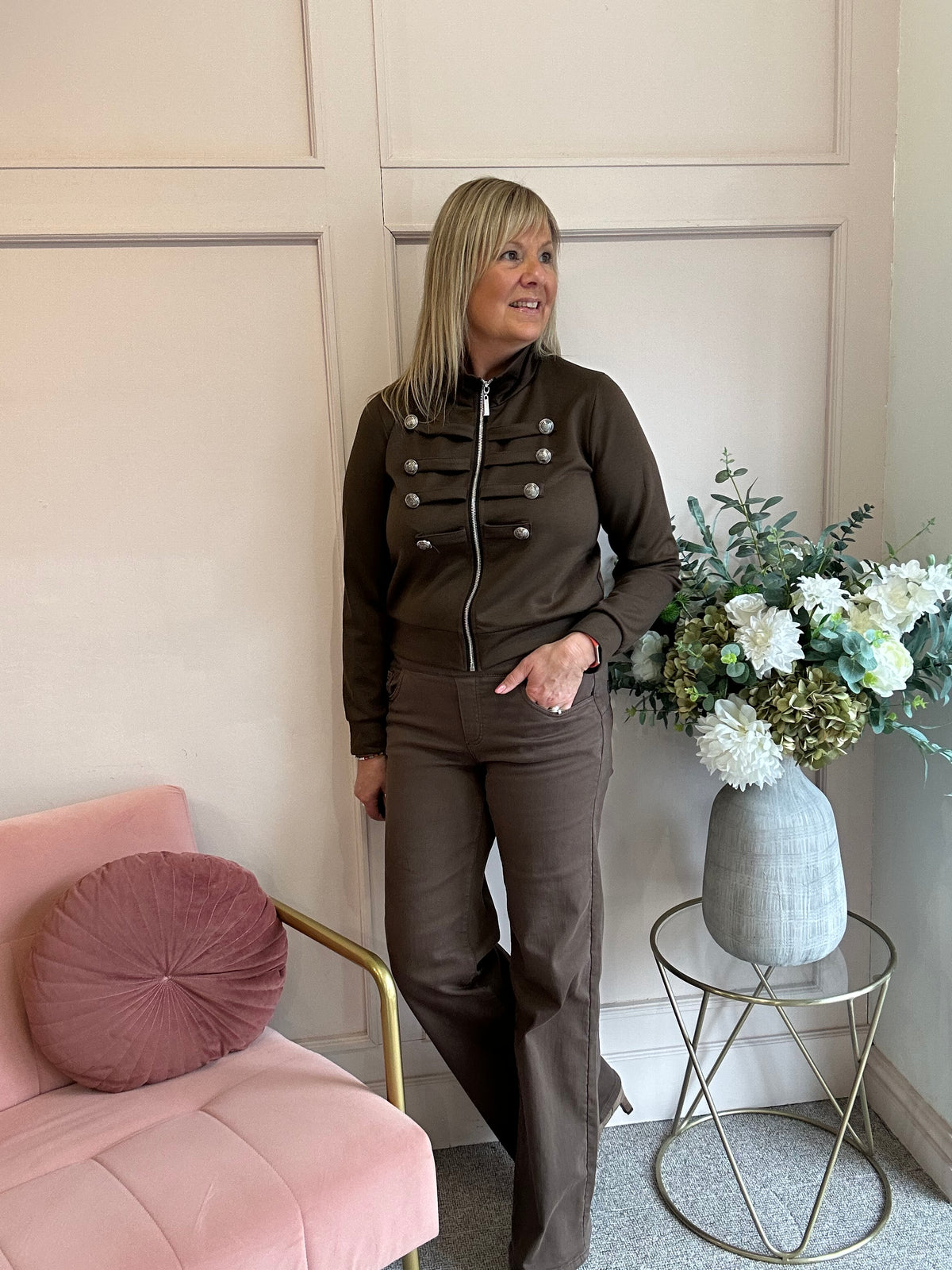 Military Lounge Jacket - Brown - Wardrobe By Simone