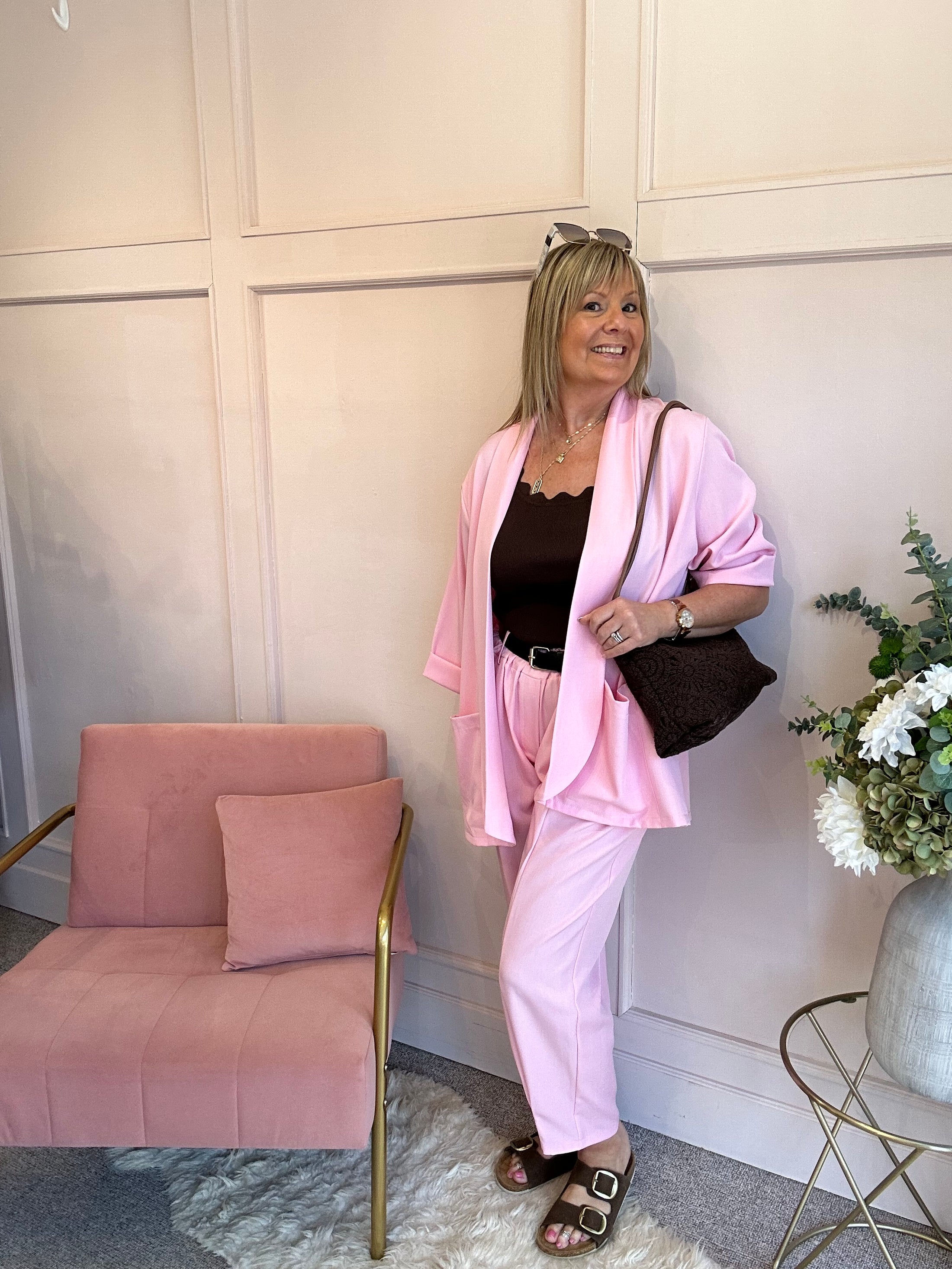 Blazer Oversized And Pant - Sugar Pink - Wardrobe By Simone