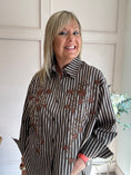 Load image into Gallery viewer, Beads Flowers &  Stripes Shirt - Browns
