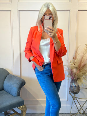 Ruffle Sleeved Blazer - Coral