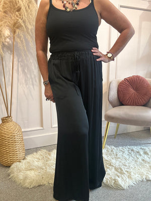 Satin trouser - Black