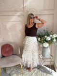 Load image into Gallery viewer, Spotty Tiered Net Maxi Skirt - Cream/Brown - Wardrobe By Simone
