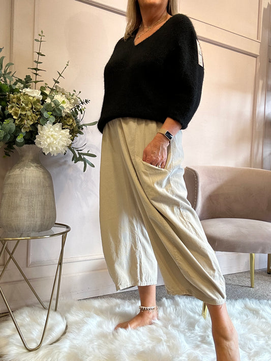 Cord Barrel Pant - Oatmeal - Wardrobe By Simone