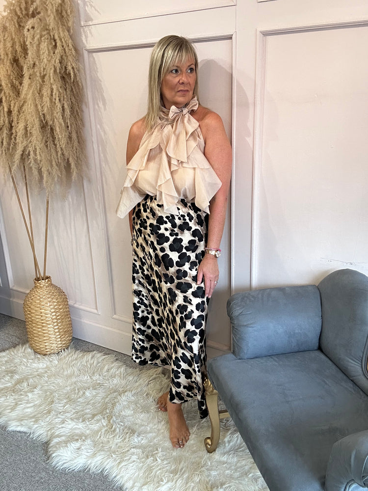 Leopard Silk Skirt - Browns/Black