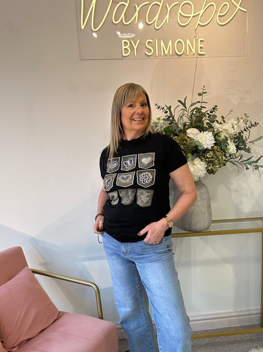 Butterfly T-Shirt - Black/Grey/Pewter - Wardrobe By Simone