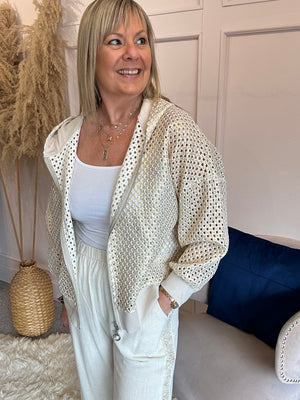Touch of Sparkle Hooded Jacket - Cream/Gold