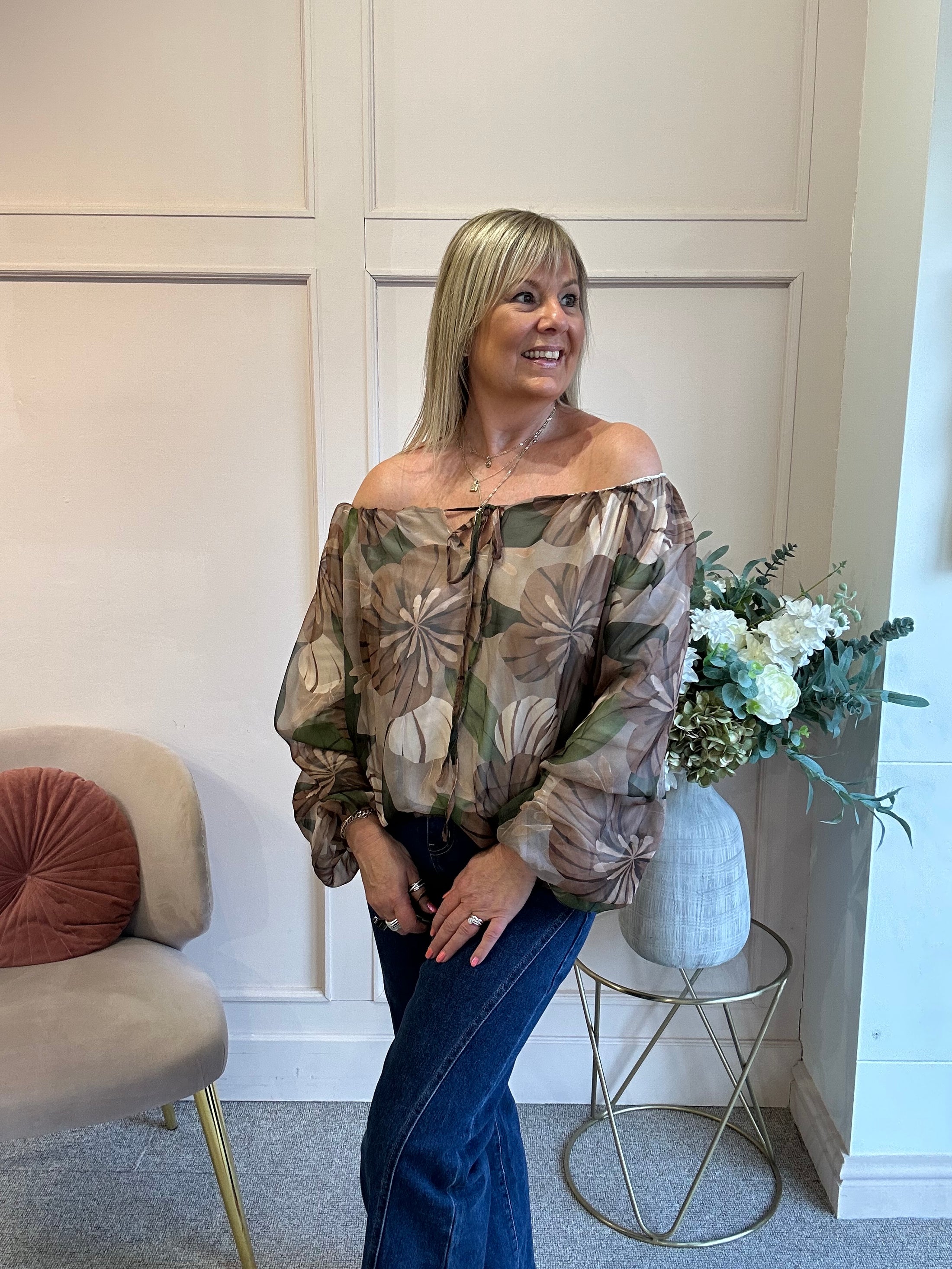 Camilla Floral Top - Browns/Greens