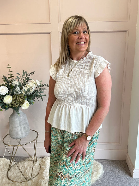 Cute Peplum Top  - Soft Beige - Wardrobe By Simone