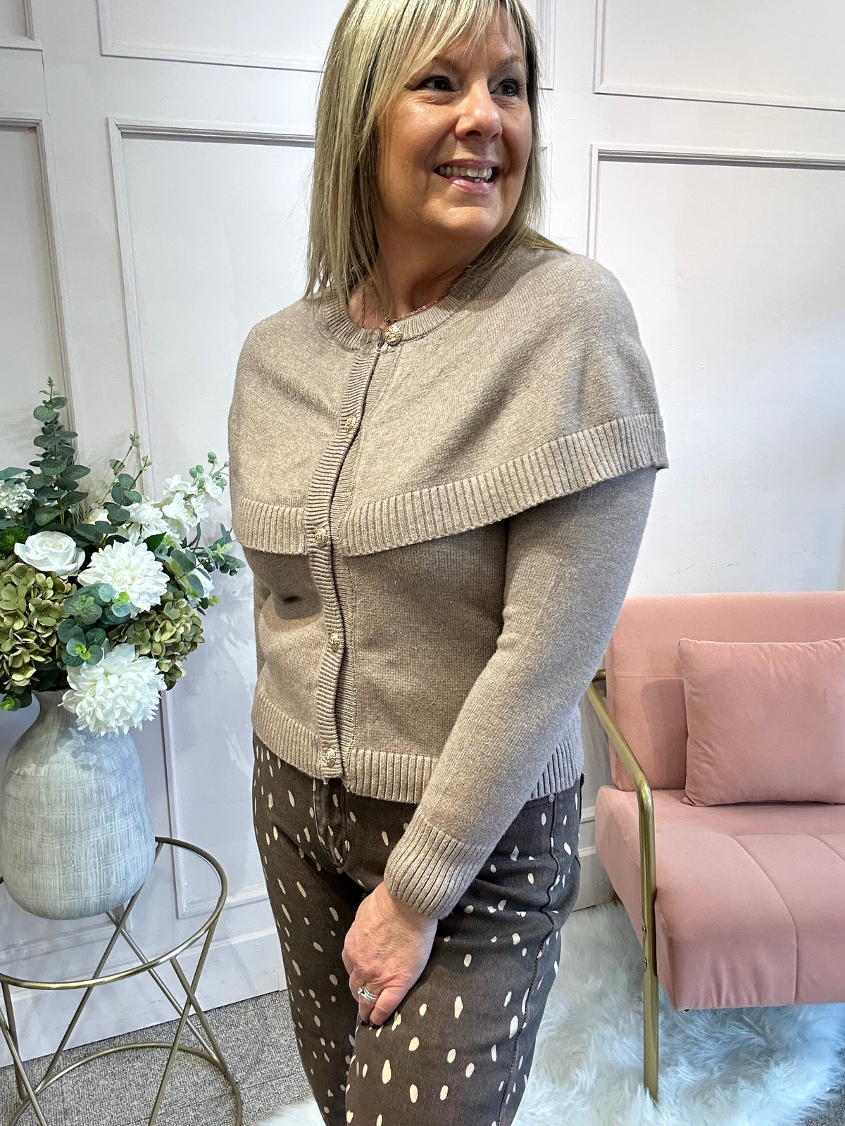 Cape Style Cardigan - Caramel