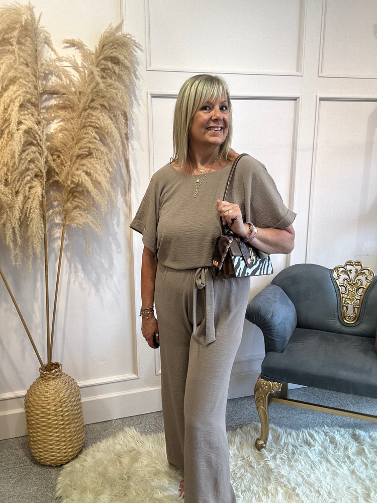 Stylish Jumpsuit - Mocha - Wardrobe By Simone