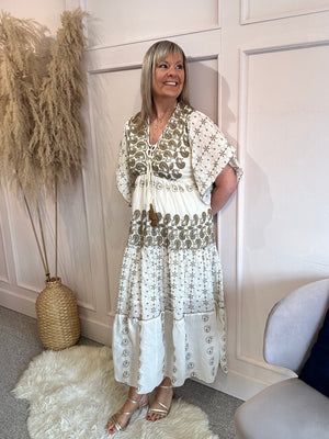Bohemian Summer Embroidered Dress - Cream - Wardrobe By Simone