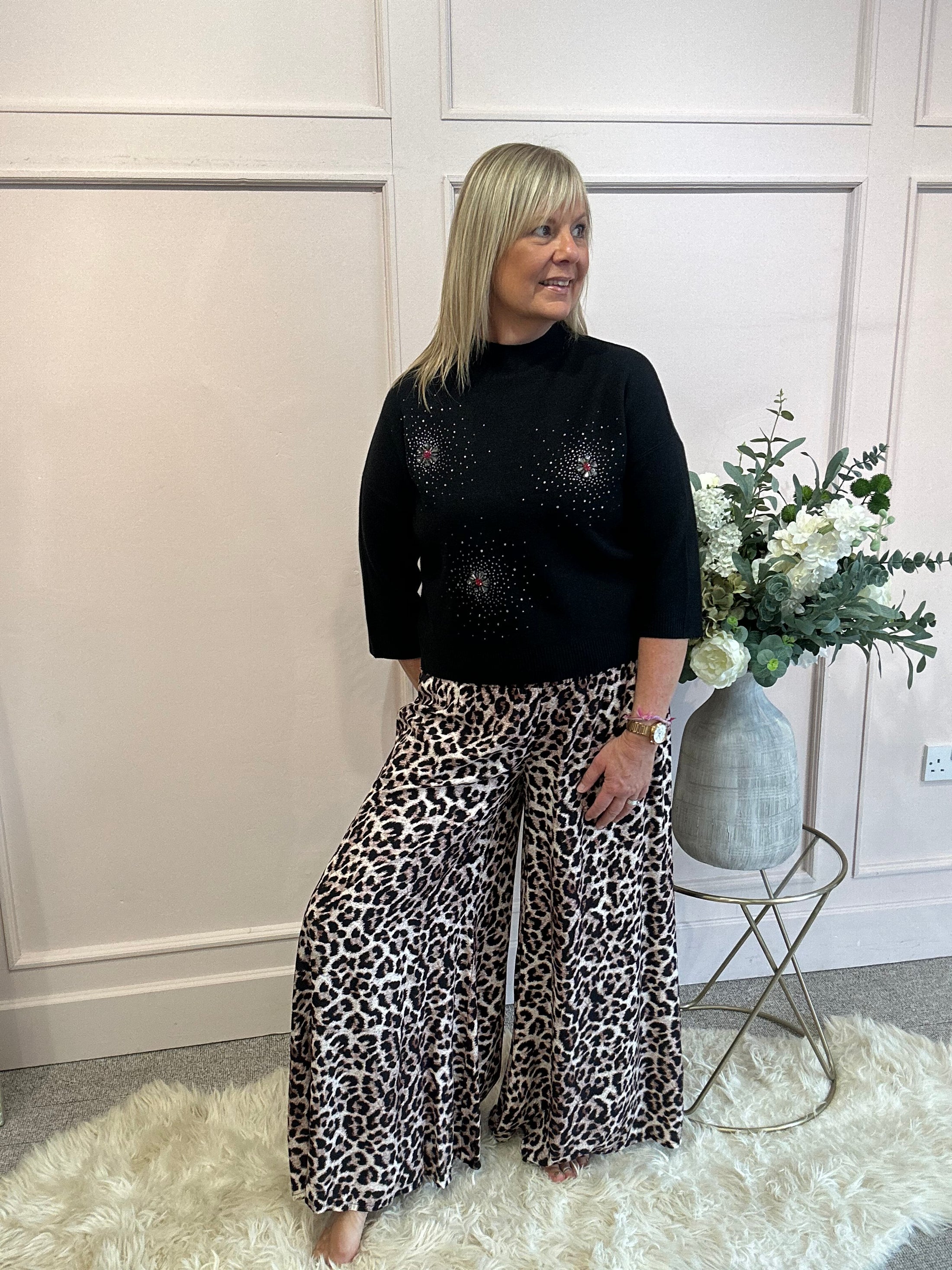 Sparkle Detail Jumper  - Black - Wardrobe By Simone