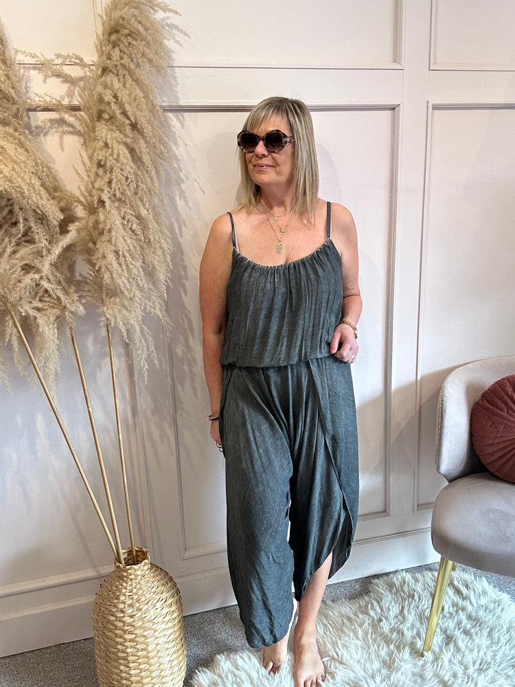 Strappy Harem Jumpsuit - Charcoal Grey