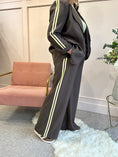Load image into Gallery viewer, Blazer With Yellow Stripe &Trouser Set -Chocolate
