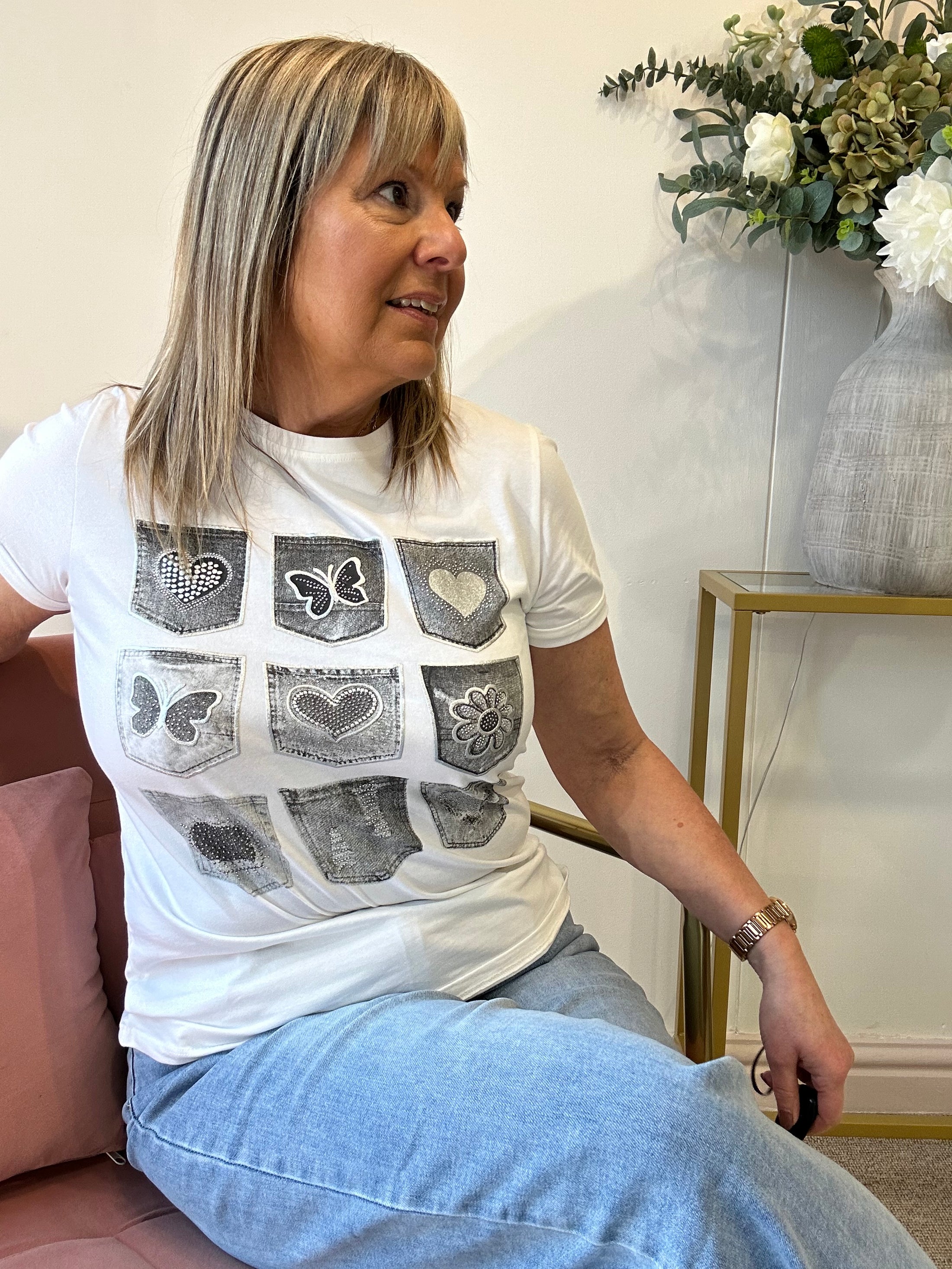 Butterfly T-Shirt - White/Black/Grey - Wardrobe By Simone