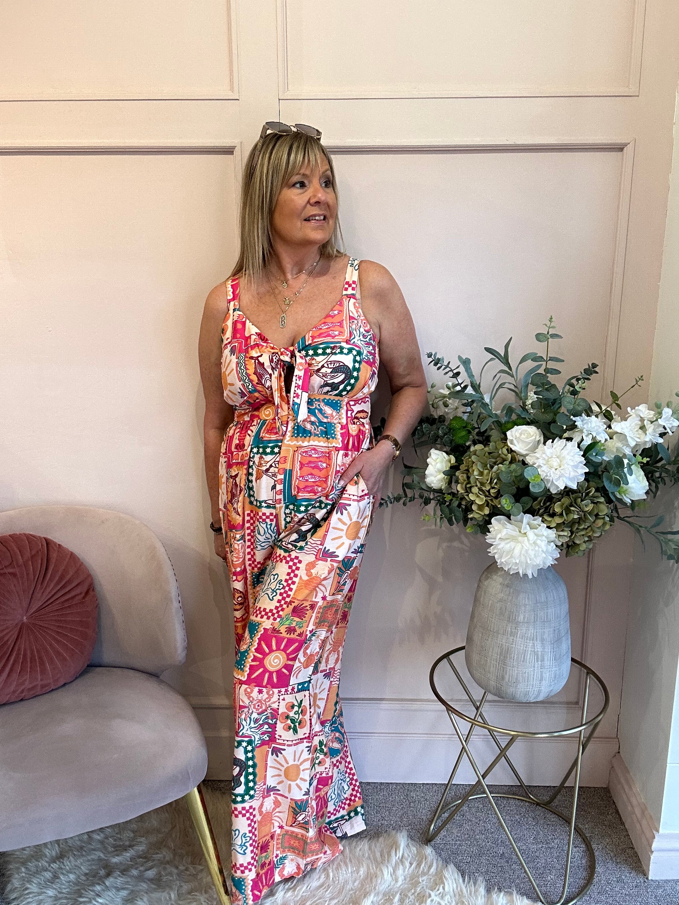 Escape To The Sun Jumpsuit - Coral/Mix - Wardrobe By Simone