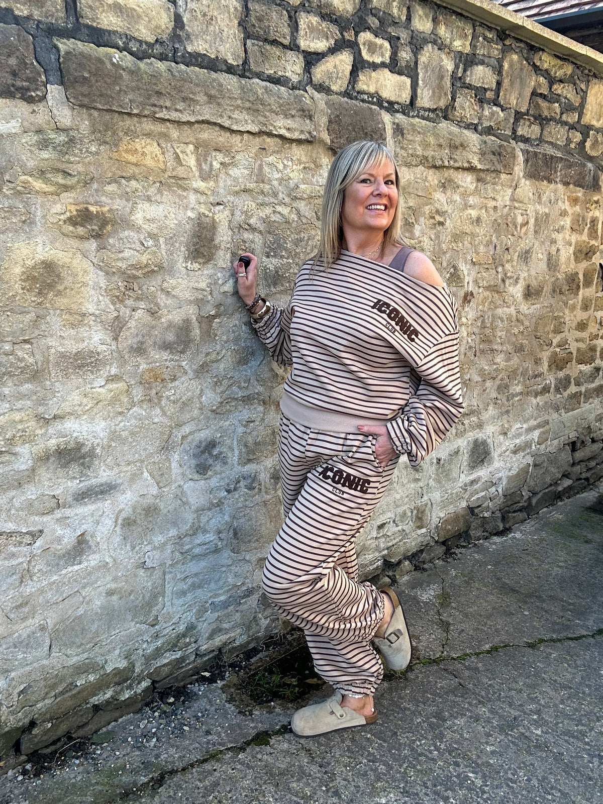 Iconic Stripe Lounge Set - Camel/Brown