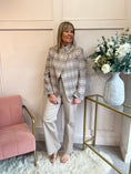 Load image into Gallery viewer, Checked Crossed Over Jacket - Beige/Orange - Wardrobe By Simone
