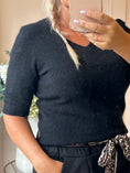 Load image into Gallery viewer, V Neck Short Sleeve Jumper - Black
