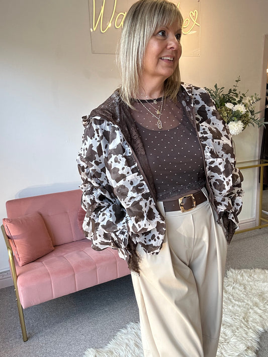 Cowprint Jacket - Brown/Cream