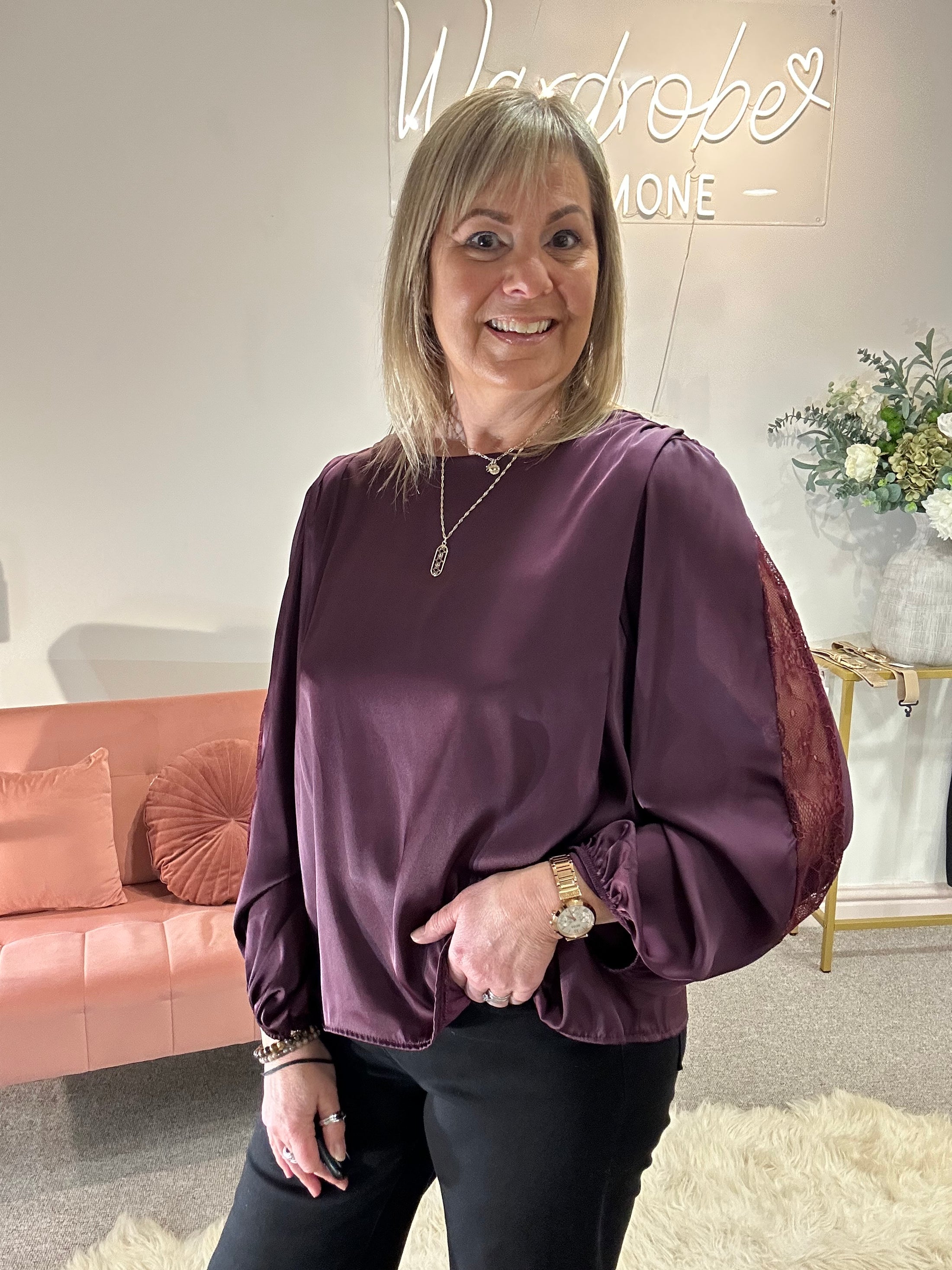 Satin Blouse - Plum