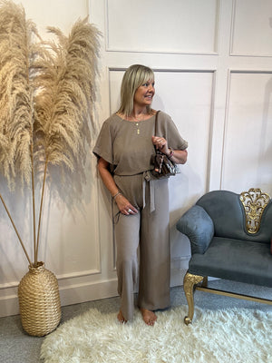 Stylish Jumpsuit - Mocha - Wardrobe By Simone