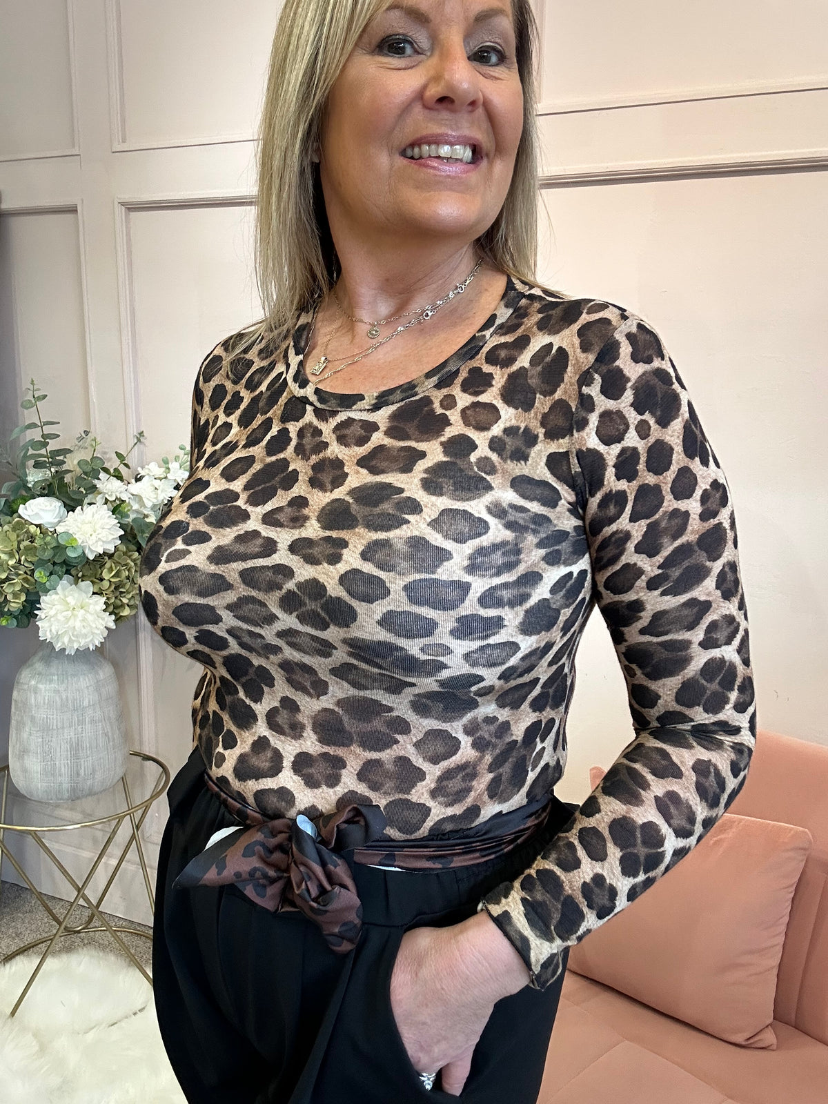 Leopard Mesh Top - Brown/Black