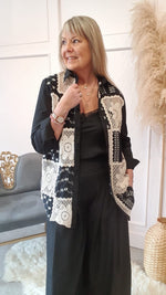 Embroidered Panel Front Detail Shirt - Black