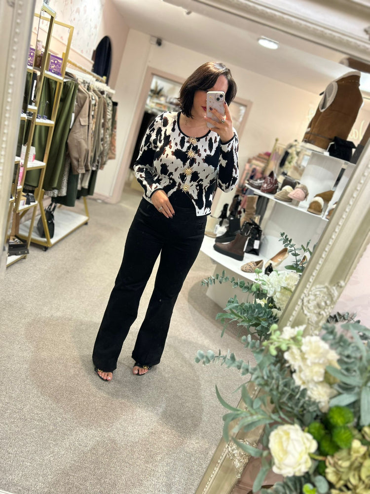 Sun Gold Button Cardi/Jacket - Cow Print