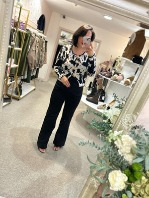 Sun Gold Button Cardi/Jacket - Cow Print