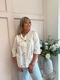 Load image into Gallery viewer, Pretty Applique Flower Shirt  - Soft Cream - Wardrobe By Simone
