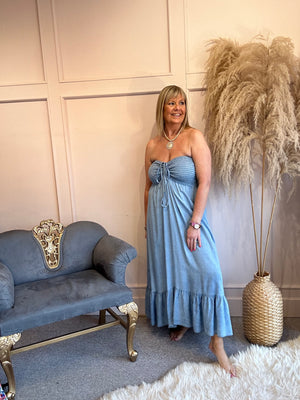 Strapless Maxi Sundress - Blue