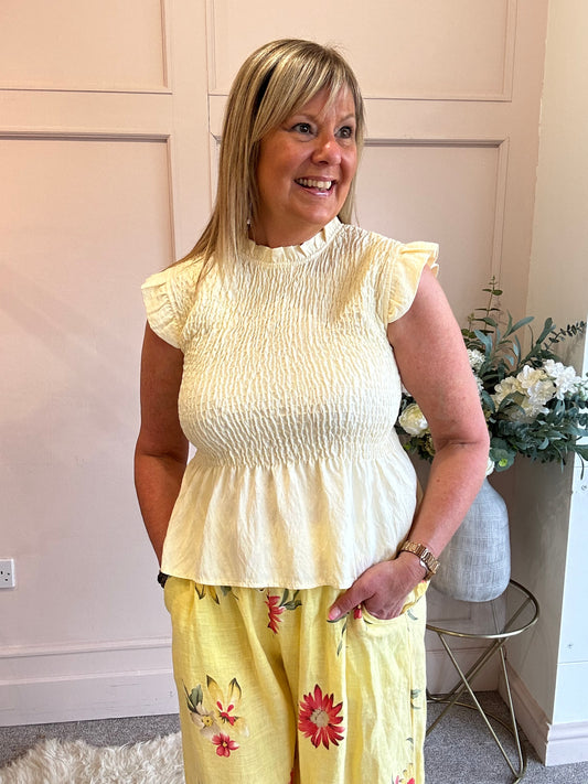 Cute Peplum Top  - Lemon - Wardrobe By Simone