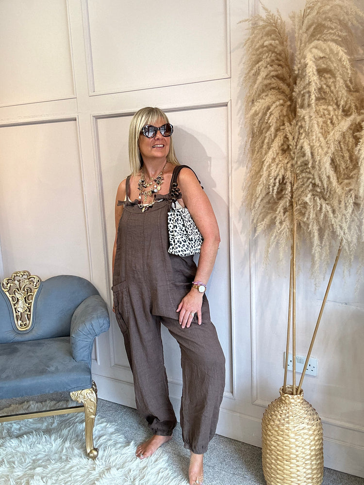 Linen dungarees - Brown - Wardrobe By Simone