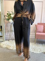 Satin trouser - Black/ Cheetah - Wardrobe By Simone