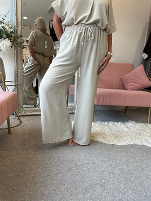 Wide Leg Pant - Beige