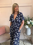 Load image into Gallery viewer, White Floral Maxi Dress - Navy/White - Wardrobe By Simone
