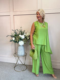 Load image into Gallery viewer, Sleeveless Asymmetrical Top & Pants Set - Green One Size
