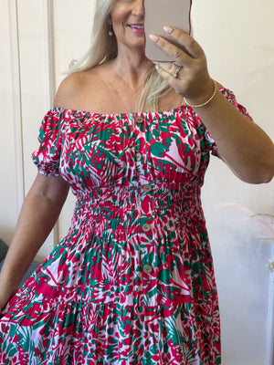 Floral Mix Maxi Dress - Pink/Green - Wardrobe By Simone