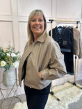 Load image into Gallery viewer, Faux Leather Collared Bomber Jacket - Taupe
