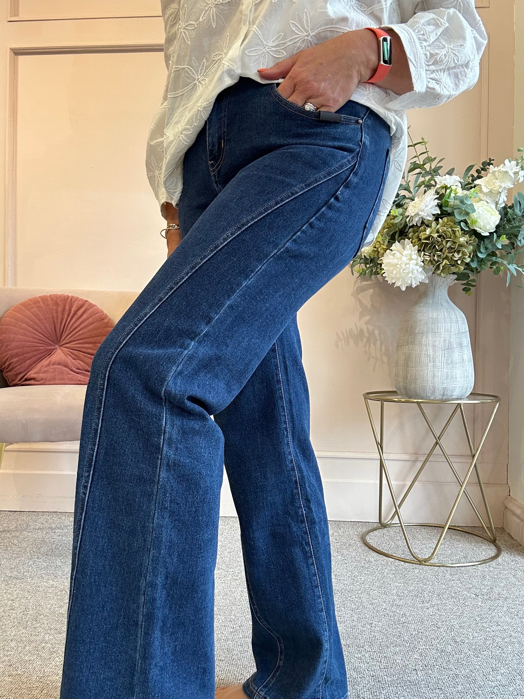 Wide Leg Jeans - Dark Blue