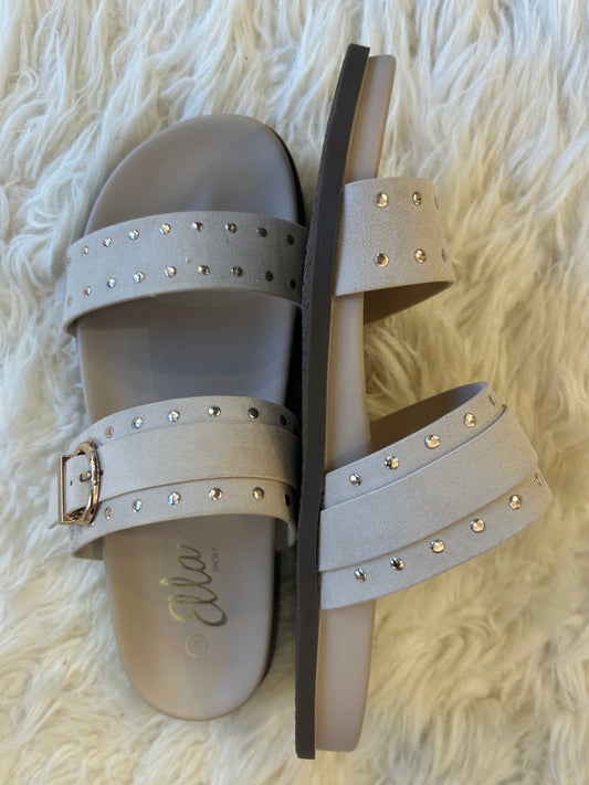 Julia Gold Stud & Buckle Sandal - Cream