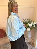 Load image into Gallery viewer, Sheer Shimmer Zipped Top - Aqua Soft Blue - Wardrobe By Simone
